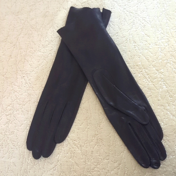 Lavabile black leather vintage gloves size 6 1/2 - Picture 1 of 5